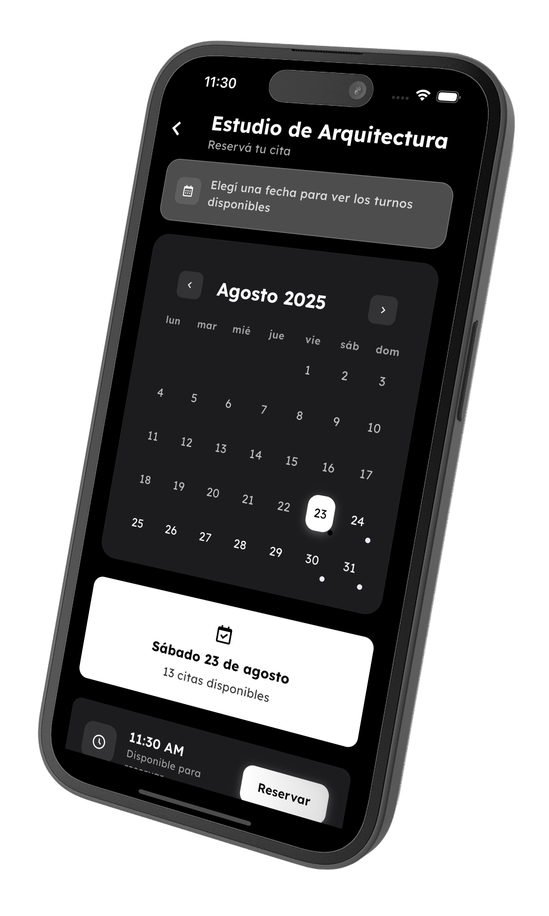 Gestión de citas - Modo oscuro
